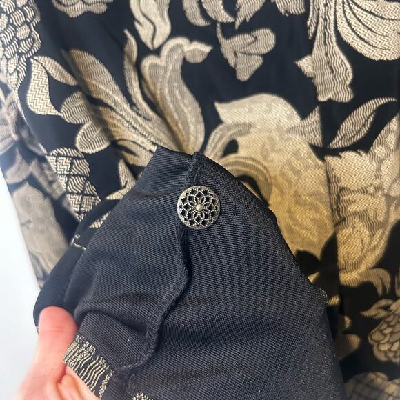 Susan Graver Blazer Jacket Size Small Black Brown Jacquard Bohemian 90s Career - Picture 7 of 8